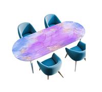 Rudiaoa Nappe Ovale avec De Texture en Marbre Revêtement Anti-déversement Facile d'entretien Tissu Infroissable pour Salle À Manger 36 X 60 42 X 60 Cm Housse De Table Moderne en Marbre