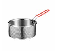 Rudiaoa Panier À Frites en Acier Inoxydable pour Usage Domestique Et Restaurant Poignée Ronde Silicone Résistante À La pour La Cuisine Friture Acier Inoxydable Friture Portable