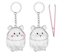 Rudiaoa Porte-clés De Rangement Portable en Fourrure Hamster Vitrine Visible Pendentif Collecteur Poils d'animaux en Plastique pour Amoureux des Animaux Compagnie Souvenirs Cheveux Hamster