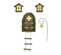 Rudiaoa Porte Fenêtre Féerique Miniature pour Maison De Poupée Arbres Qui Brillent dans La Nuit Sculpture Artistique Décoration Porte De Jardin Miniature Mur