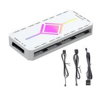 Rudiaoa Répartiteur de ventilateur pour ventilateur PC ARGB 5 V 1 à 8 ports avec télécommande et câble USB 5 V 3 broches