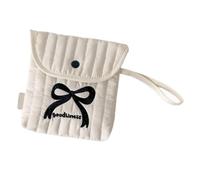 Rudiaoa Sac de rangement pour accessoires de voyage et cosmétiques avec nœuds brodés, Grand nœud noir 2, 15.5x15.6cm