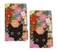 Rudiaoa Torchon Imprimé Chats Tissu en Coton Super Absorbant De Cuisine pour La Cuisine Et La Décoration Serviette Imprimée Chats