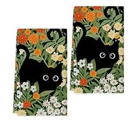 Rudiaoa Torchon Imprimé Chats Tissu en Coton Super Absorbant De Cuisine pour La Cuisine Et La Décoration Serviette Imprimée Chats