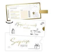 Rudis Tiny Goods Carte a Gratter Voyage Surprise - Carte embarquement - Faux Billet Avion annonce - Ticket a Gratter personnalisable - Cadeau Anniversaire
