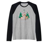 Rudolph and Clarice Fawn'd of You Mistletoe Retro Christmas Manche Raglan