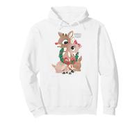 Rudolph and Clarice Holiday Wreath Vintage Christmas Sweat à Capuche
