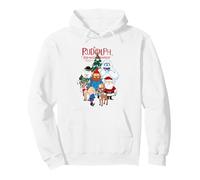 Rudolph Characters with Christmas Tree Retro Holiday Sweat à Capuche