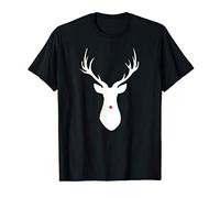 Rudolph Christmas Reindeer Silhouette Funny Red Nose T-Shirt