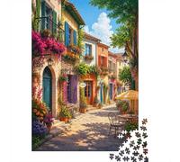 Rue Café Fleurs Puzzle, 1000 Pièces Jeu Intérieur Adulte | 38x26cm Carton, Exercice Cérébral, Finition Lisse, Amateurs De Puzzles, Réduction Du Stress