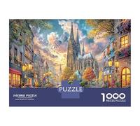 Rue cathédrale Puzzle 1000 Pieces Cadeau Unique intéressant Jeu Éducatif Challenge Toy À De Qualité Supérieure Peinture Art pour Adultes Et Enfants À Partir De 12 Ans 52x38cm/1000pcs