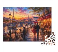 Rue Coucher Soleil Rivière Puzzle, 1000 Pièces Jeu Intérieur Adulte | 38x26cm Carton, Exercice Cérébral, Découpe Précise, Amateurs De Puzzles, Réduction Du Stress