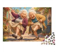Rue Danse Personnes Âgées Joie 1000pcs Mini Puzzle pour Famille Difficile | 38x26cm Carton Décor Salon Structure Durable Cadeau Anniversaire Soulagement Anxiété