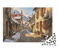 Rue de Village enneigée Puzzle pour Adultes Puzzle 1000 Pièces Scène d Hiver Décoration Relaxation 70x50cm/1000pcs
