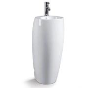 Rue Du Bain - Lave Main Totem Rond - Céramique Blanc - 39x85 cm - Ove