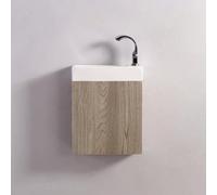 Rue du Bain - Pack Minimalist blanc droite + Meuble Lave main Chêne Gris Scandinave