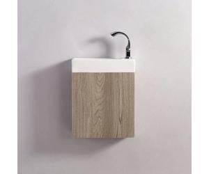 Rue du Bain - Pack Minimalist blanc droite + Meuble Lave main Chêne Gris Scandinave