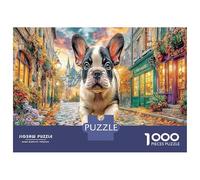 Rue du Bouledogue Français Casse-tête 1000 Pièces, Puzzle De Collection Artistique, Carton Épais Et Robuste, sans Poussière 70x50cm/1000pcs
