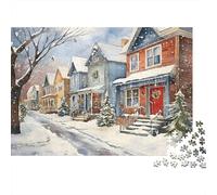 Rue Enneigée Puzzle 1000 Pièces Papier pour Adultes Maisons d’Hiver Coffret Puzzle 1000 Pièces Détente Décoration Maison Cadeau 38x26cm/1000pcs