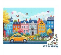 Rue et Maisons colorées Puzzle 1000 Pieces pour Adultes, Un Jeu De Dexérité Très Difficile Puzzle Éducatif Et Stimulant Un Jeu Cadeau Original 70x50cm/1000pcs