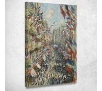Rue Montorgueil à Paris Claude Monet, mnt128 Tableau imprimé sur toile, 75 x 45 cm