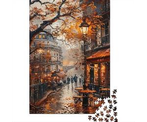 Rue Paris Automne 1000 Pièces Carton Recy rt Pigeons Branche Automne Puzzle pour Adolescents Coupe Précise sans Poussière Anti-Stress 38x26cm/1000pcs