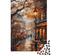 Rue Paris Automne 1000 Pièces Carton Recy rt Pigeons Branche Automne Puzzle pour Adolescents Coupe Précise sans Poussière Anti-Stress 38x26cm/1000pcs