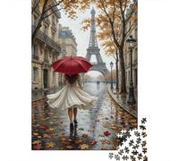 Rue Paris automnePuzzles 1000 Pièces en Carton Tour Eiffelr pour Amateurs De Puzzles Anti-Stress Amusement par Temps De Pluie 38x26cm/1000pcs