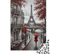 Rue Paris automnePuzzles 1000 Pièces en Papier Recyclé Tour Eiffelr pour Grands-Parents Anti-Stress Renforcement Familial Qualité Premium 52x38cm/1000pcs