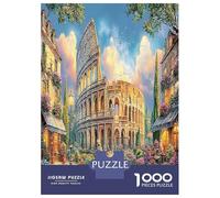 Rue Parisienne avec Tour Eiffel 1000 Pièces Colisée Romain Puzzle Défi Jouet Jeu Coloré Puzzles Décorationd’intérieur Et Enfants À Partir De 14+ Ans Art Mural Cadeau 38x26cm/1000pcs