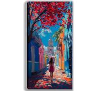 Rue Peinture par Numero Adulte Paysage Peinture Numero Adulte et Enfant,DIY Paint by Numbers avec 70x120cm Toile + Acryliques + Pinceaux + Images de Référence,Decoration Chambre,Cadeau Femme,-fu112u