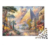 Rue Pyramide Puzzles 1000 Pièces pour Adultes Et Enfants Egypt Rue Pyramide Landscape Art Print De l'art De La Décoration Moderne Jeu Cadeau Unique Activité Relaxante Cadeau d'anniversaire 38x26cm