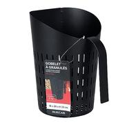 RUECAB 648002 Pelle à Granulés Ajourée 2 kg - Acier Noir, Ø16 × H23 cm | Pelle à pellets, acier noir, fond perforé anti-poussière, contenance 2 kg, Ø16xH23 cm, remplissage poêle, Tamisage Poussière