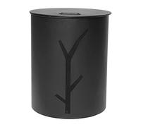 RUECAB - Boite à granules, Coffre granulés de bois, pellets rond pour poêle Seau en métal avec couvercle Corbeille noir sur roulettes Ø38,5 x H50,5cm, 2851
