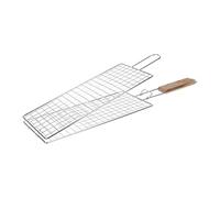 RUECAB - Grilles de Cuisson Barbecue et fumoir - Grille de Barbecue Double Extensible,Grille Barbecue Double à Poisson, Grille BBQ Poisson - Matière : Acier chromé - Dimensions : 40 x 17cm