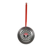 RUECAB - Poêle à châtaignes en acier - Poêle perforée pour garantir une cuisson parfaite des châtaignes - Ø 28,5cm - Longueur: 68cm - Poids: 0.5kg - Longueur du manche: 30cm - Couleur manche: rouge
