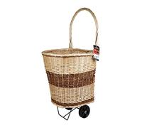 RUECAB - Range-bûches - Chariot porte bûches à roulettes, chariot transport bûches, transport bois chauffage, porte-bûches à roulettes en osier - 45x40xH98cm - En OSIER - Forme arrondie