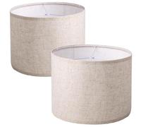RUEHALF Abat-jour tambour en lin avoine, Style ferme classique for chevet, lampadaires, tissu texturé naturel for un éclairage chaud et doux(2 Packs Lamp Shade)