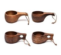 ruehalf Finlande Kuksa Tasse à café Portable Manche en Bois d'acacia Corde de Vache Crochet jus Lait Tasse café Tasse à Boire Drinkware (Color : 03, Size : Wooden Cup)