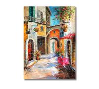 RUEKO Toile Peinture Aquarelle florale belle rue paysage toile peinture peinture Poster moderne peinture murale pour salon Decoration 50x70cm Sans Cadre