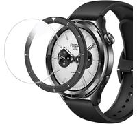 RuenTech Bezel et verre de protection compatible avec Xiaomi Watch S3/S4, anneau de lunette anti-rayures en acier inoxydable pour Xiaomi Watch S3/S4 Accessoires (noir, gravure)