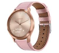 RuenTech Bracelet de Rechange en Cuir Compatible avec Garmin Vivomove 3/Style/Luxe/Venu - 20 mm (Rose)