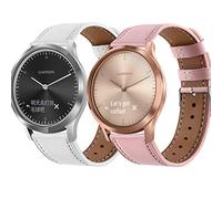 RuenTech Bracelet de rechange en cuir compatible avec Garmin Vivomove 3/Vivomove Style/Vivomove Luxe/Venu Bracelet de rechange en cuir 20 mm (2-A couleur)