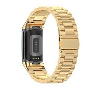 RuenTech Bracelet de rechange en métal pour montre intelligente Fitbit Charge 5 - En acier inoxydable - Doré