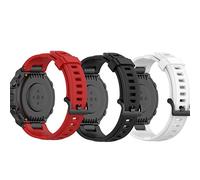 RuenTech Bracelet de rechange en silicone compatible avec Amazfit T-Rex - Pour homme et femme - Taille S - Noir + blanc + rouge
