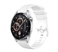 RuenTech Bracelet de rechange en silicone compatible avec Huawei GT3 42 mm 46 mm pour Huawei GT3 PRO 20 mm 22 mm (20 mm, blanc)