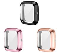 RuenTech Compatible avec Fitbit Versa 2 Film de protection d'écran Protection complète Coque en TPU souple Compatible avec Fitbit Versa 2 Smartwatch Slim Plate Coque (or rose + rose + noir)