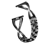 Ruentech Compatible avec Fossil Gen 4 Q Venture Hr Bracelet de rechange en acier inoxydable compatible avec Fossil Gen 4 Q Venture Hr Bracelet en métal pour femme (noir)