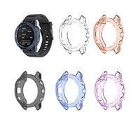RuenTech Coque compatible avec Garmin Fenix 6 Pro Saphir Sapphire Coque de protection en TPU Film de protection d'écran Coque (noir/violet+bleu+rose+transparent)