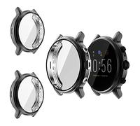 Ruentech Coque de protection compatible avec Fossil Gen 5 Carlyle Film de protection Coque de protection anti-chocs en TPU Slim Plated Frame Shell Anti-chocs (noir + noir + noir)